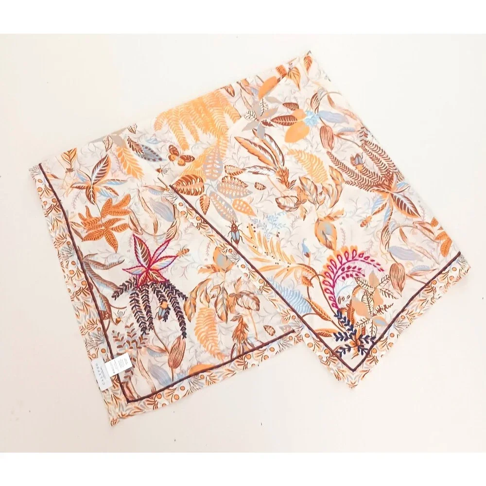 NEW Calypso St Barth Cotton Scarf /Wrap Floral Print Embroidered Accents 40
